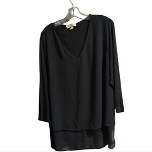 Michael Kors Black Flowy Layered Pullover Top – Women’s 3/4 Sleeve